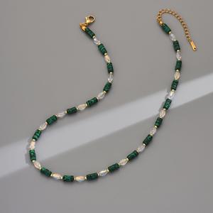 TEMU 여성용 비즈 컬러 블록 인조 목걸이