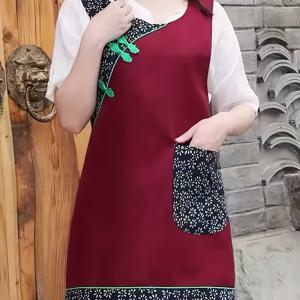 TEMU 봄 스타일 캐릭터 스타일, 패셔너블 호텔 클럽, 홈 워크 웨어, 앞치마