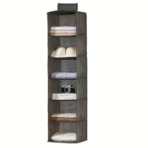 TEMU 옷장용 두꺼운 다층 걸이형 수납 정리함 1개 - 접을 수 있는 방진 나일론 디자인, 투명한 전면 패널 및 측면 포켓 포함 - 옷, 모자, 스카프 및 액세서리에 이상적, 옷장 보관 솔루션 | 접이식 수납 | 다용도 걸이 가방, 옷걸이