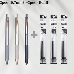 TEMU 경량 고급 비즈니스 스타일, 고급 비즈니스 사무실, 3pcs 펜 + 3pcs 충전/5pcs 펜 + 5pcs 충전, 발칵헤드 0.7Mm/1.0Mm 블랙 퀵 드라이 젤 펜 메탈 스프레이 페인트 서명 펜, 슈퍼 텍스처, 고품질 잉크, 안정적이고 부드러운 쓰기, 학생에게 필수품, 품질 보장
