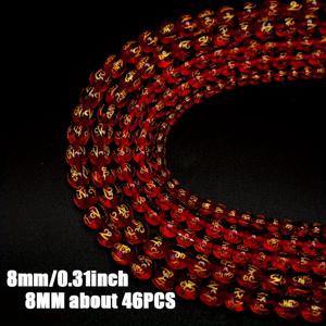 TEMU 자연석 비즈 레드 옐로우 프린트 패턴 장식 비즈. 커플 팔찌, DIY 목걸이 선물, 비즈 스트링 액세서리 만들기 위해 사용됩니다.