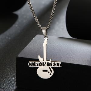 TEMU 개인화된 이름 텍스트 목걸이, 패션적인 기타 베이스 펜던트, 개인화된 304 스테인레스 스틸 음악 보석, 음악 애호가를 위한 완벽한 선물
