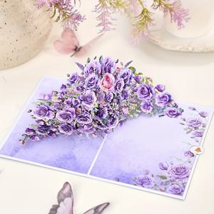 TEMU 3D 디자인의 핑크 장미 가지가 있는 팝업 카드 1개. 어버이날, 생일, 기념일, 결혼식, 모든 행사에 적합합니다. 어머니, 친구, 또는 할머니를 위한 이상적인 선물입니다.