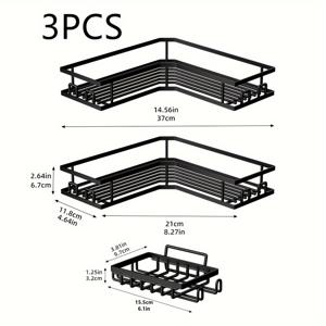 TEMU 세 개 세트 코너 접착식 샤워 캐디와 비누 받침대 포함, 드릴 없는 벽걸이 욕실 정리대, 욕실 수납 선반