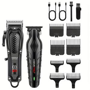 TEMU HIENA 남성용 가정용 전기 이발기 빈티지 오일 헤드 조각 디지털 USB 전문가용 전기 이발 가위
