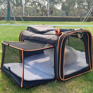 TEMU 대형 항공사 확장 가능한 소프트 사이드 펫 캐리어 백팩 - 헤비듀티 지퍼 클로저, 탈착식 플리스 패드 & 메쉬 통풍판, 최대 24파운드 고양이/개 및 작은 동물용 넉넉한 여행 캐리어 포켓 포함, 기내 수하물 호환 가능