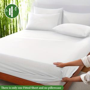 TEMU 1개 사계절 편안한 대나무 섬유 매트리스 시트, 30% 대나무 섬유 + 70% 마이크로파이버, 부드럽고 통기성 좋음, 높이 40cm, 딥 포켓, 세탁기 사용 가능