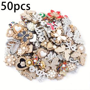 TEMU 랜덤 50개 혼합 기하학적 인레이 라인스톤 플라스틱 꽃 디스크 드릴 버클 나비꽃 왕관 액세서리 장식 비즈, DIY 휴대폰 케이스 헤어핀 신발 버클 의상 쥬얼리 제작 공예용|핸드폰케이스|휴대폰케이스