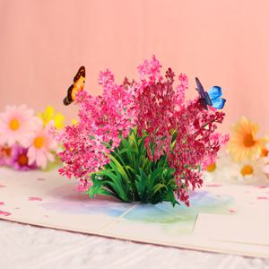 TEMU 라일락 꽃과 나비 팝업 카드 1개, 메시지 카드 및 봉투 포함, 어버이날, 생일, 결혼식, 발렌타인데이, 기념일, 생일 초대장 또는 홈 데코로 적합