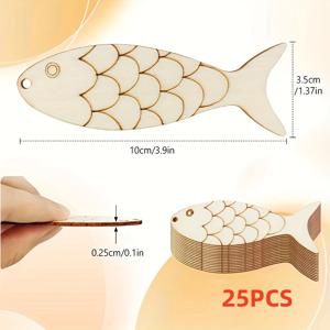 TEMU 25개, 물고기 모양의 나무 조각, 미완성 나무 재료, 헵 로프가 포함되어 있습니다, 미리 구멍이 뚫린 디자인, 걸기 쉽습니다, 컬러풀한 손수작, 바다 동물 테마 파티 장식에 적합, 거실, 침실, 복도 및 학습실에서 걸 수 있는 집 장식, 인사 카드, 선물 태그, et 만들기에도 사용할 수 있습니다