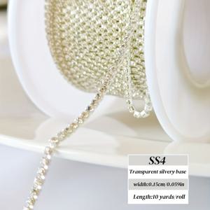 TEMU 10야드/롤 SS4 SS6 반짝이 라인스톤 체인, DIY 지갑 만들기 장식, 재봉 접착 의류 DIY 의류, 웨딩 액세서리 장식 체인, 라인스톤 밀도 클로 체인, DIY 지갑 만들기