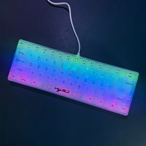TEMU HXSJ RGB 백라이트 게임 키보드 - 61 키, 유선 USB 케이블이 있는 인간공학적 디자인, 청색에서 분홍색까지 보라색 조명, PC 게임 및 사무용으로 완벽, PC 게임 세팅 | 밝은 백라이트 키보드 | 내구성이 뛰어난