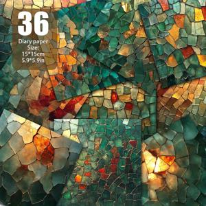 TEMU 로열 에머얼드 골드 포일 유리 패턴 스크랩북 용지, 수제 종이, 인사말 카드 제작, 배경 장식, 배경 카드 매트, 공예, 정크 저널, 빈티지 다이어리, 기념 앨범에 적합한 재료 용지
