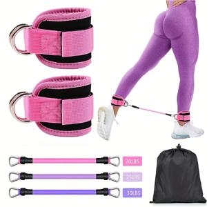 TEMU 6개입 발목 저항 밴드 세트, 다중 텐션 레벨, 조절 가능한 발목 스트랩, 요가 및 피트니스, 다리와 엉덩이 운동용. 다양한 색상 조합, 홈 운동에 이상적, 사계절 사용 가능