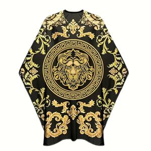 TEMU 프로페셔널 골든 라이언 헤드 헤어 케이프 - 논스틱 방전 대형 살롱 바버 체어 케이프, 헤어컷, 면도 및 오일 트리트먼트용 - 라이언 헤드 바버링 실드