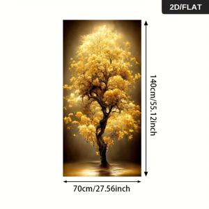 TEMU [2D 평면] 1개 27.56*55.12인치/70cm*140cm 프레임리스 모던 추상화 황금빛 광채의 나무 프린트 아트 벽걸이 캔버스 그림, 거실용 모던 캔버스 포스터 벽 장식, 거실 및 침실 장식용 액자 없음, 2D 평면
