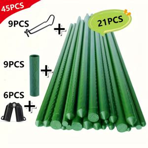 TEMU 45개/ 식물 등반 폴대, 폴대 21개 + 연결 파이프 9개 + 버클 9개 + B-포크 6개, 멜론, 과일, 채소, 포도, 꽃 등반 및 지지용, 식물 등반 성장 지지대