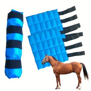 TEMU 월드-바이오 2개입 말 다리 아이스팩 랩, 재사용 가능한 냉각 부츠 랩 - 말 부상용 스트랩 포함 풀 레그 아이스 보트, 발목·무릎·발굽용, '' x 16.1'', 블랙&그린|얼음주머니