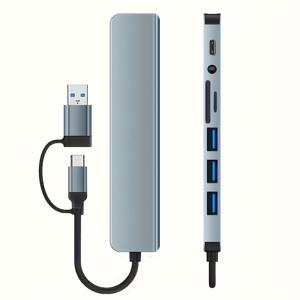 TEMU 8-In-1 USB 다기능 도킹 , USB 컴퓨터 허브, USB C 허브, TF 카드 리더/SD 카드 리더, 3.5mm 오디오 출력, 컴퓨터에서 USB 데이터 전송에 적합