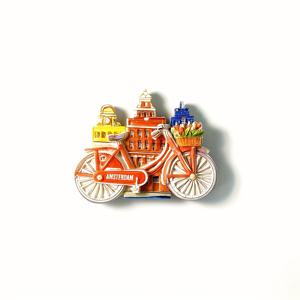 TEMU 1개, 네덜란드, 암스테르담, 스트리트, 창의적인 여행 기념품, 3D 플로럴 자전거, 수제 페인팅 홈 데코 냉장고 자석