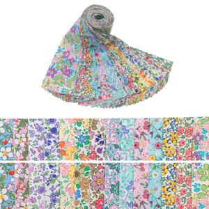 TEMU 42개 다색 폴리에스터 플로럴 젤리 롤 패브릭, DIY 퀼팅용 부드러운 폴리에스터 스트립, 휴일 선물 제작, 인형 소재, 장식 공예, 가방 및 베개커버 만들기, 홈 데코 (125gsm 사각 무게)