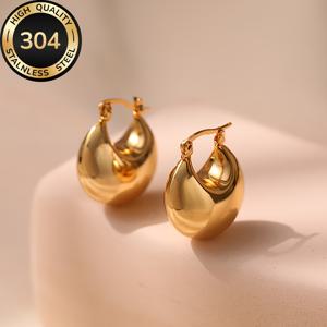 TEMU 알러지 방지 18K 골드 도금 스테인리스 스틸 홀 귀걸이. 변색 방지, 심플하고 우아한 디자인의 고품질 여성용 귀걸이로 데일리 및 파티에 적합. 여성을 위한 세련된 액세서리로 완벽한 선물