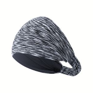 TEMU 남성용 스타일리시 스포츠 소프트 탄성 헤어밴드 1개입, 머리를 조임없이 편안하게, 이중 레이어 쿨 패브릭으로 제작, 땀 흡수 및 통기성 좋은 와이드 헤어밴드, 피트니스, 런닝, 농구 및 레저에 적합