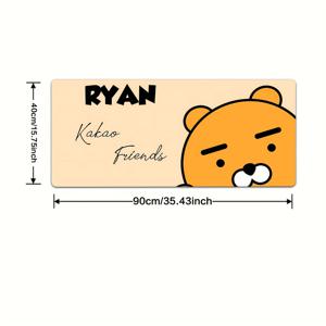 TEMU 라이언 게이밍 마우스 패드 - 오렌지 곰과 블랙 텍스트가 있는 귀여운 만화 디자인, 미끄럼 방지 고무 베이스, 사무실, 학교, 가정 장식용 세탁 가능한 책상 매트, 재미있는 데스크탑 액세서리, 귀여운 마우스 패드