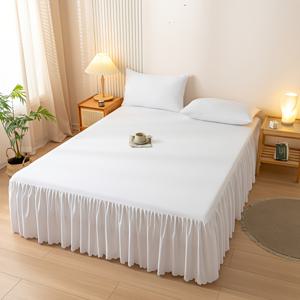 TEMU 레이스 침대 스커트, 고급스럽고 부드럽고 편안한 매트리스 커버, 단색 침구 매트리스 보호대, 미끄럼 방지 시트 및 침대 커버, 피부 친화적이고 통기성 좋은 접이식 레이스 엣지 침대 스커트, 침실, 게스트 룸, 호텔에 적합|매트리스커버