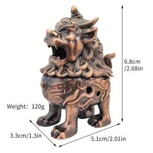 TEMU 1개 고대 중국 피슈 연기 향로 - 빈티지 메탈릭 풍수 장식품, 아연 합금 장식용 버너, 홈/오피스/제단용 - 생일/추수감사절/아버지/어머니날 선물 - 향 필요 없음, 장식용, 오피스 장식, 정교한 디테일, 수공예 장식품, 길상 부적, 영적 탐구자들을 위한
