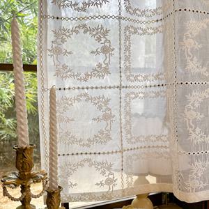 TEMU 1패널 플로럴 자수 시스루 커튼 - 가벼운 통기성 100% 폴리에스터 세미시어 창문 드레이프, 로드 포켓 디자인, 거실/침실 주방 장식용, 자카드 자수, 홈 데코, 아티스틱 스타일, 내구성 있는 소재, 보호 러버를 위한 세련된 윈도우 커버