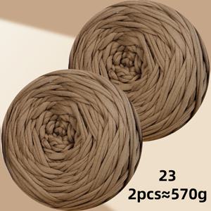 TEMU 2롤, 570g, 대형 탄력성 티셔츠 니트 실, 크로셰 및 DIY 핸드메이드 가방, 코스터, 신발, 지갑에 적합. 다색 니트 실, 가방, 보관 바구니, 컵 슬리브 및 기타 핸드메이드 아이템 제작에 이상적. 다양한 색상 제공