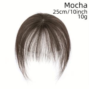 TEMU 실모 앞머리 헤어피스, 앞머리 포함, 털감 강화 및 흰머리 커버용