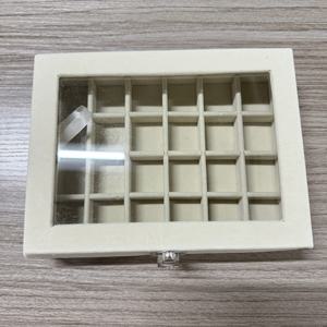 TEMU 1개 세련된 보석함 - 베이지 내부, 24구획 반지 & 귀걸이 수납, 투명 뚜껑, 플립탑 클로저 - 튼튼한 목재 제작, 홈/살롱용 또는 선물 추천 - 크리스마스, 생일, 결혼식에 완벽한 보석 정리함, 데스크탑 정리함, 벨벳 안감, 고급 마감, 홈 데코러블리버, 클래식 디자인, 스타일리시 보관