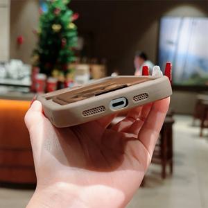 TEMU 휴대폰 케이스 - 휴대폰 케이스 - 투피스 세트: 브라운 자체 접착 카드 홀더/카드 슬롯 휴대폰 케이스/귀여운 곰돌이 엉덩이 TPU 풀 보호 케이스 포함 카드 지갑, Apple iPhone 6/7/8/X/Xs/Xr/Xs Max/11/12/13/14/15/16 Pro Max용으로 정밀하게 설계됨