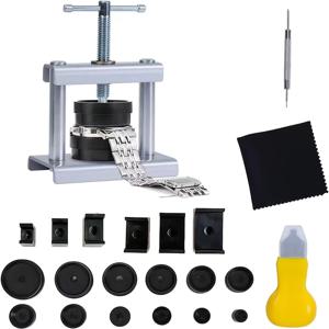 TEMU 시계 프레스 도구 세트, 시계 백케이스 클로저용 커버 닫기 공구, 시계 수리 교체 키트, 분해 및 개봉기능이 있는 오픈너 사포지, 16~50mm 원형 다이얼에 적합한 수리 키트