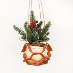 TEMU 다육 식물 및 꽃을 위한 1개 행잉 플랜터 바스켓, 실내 및 실외 사용에 적합, 인조 가죽 재질, 발코니 및 정원 장식에 완벽