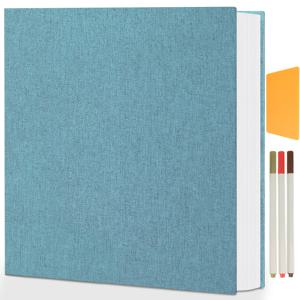 TEMU 대용량 사진 앨범 5개 세트, 자체 접착 리넨 스크랩북 + 금속 마커 펜 3개 & 스크래퍼, 20장 40페이지, 4x6 5x7 8x10 사진용, 가족 기념일 결혼식 사진 보관, 생일 선물