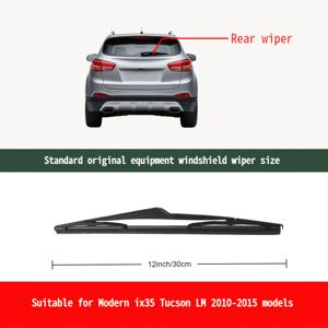 TEMU 2010년부터 2015년까지 HYUNDAI Ix35/Tucson LM 모델용 12인치 후면 윈드쉴드 와이퍼 블레이드 교체품 - 천연 고무 재질, 베이오팅 마운트 장착용으로 설계됨.