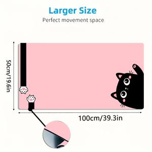 TEMU 1대형 이스포츠 게이밍 마우스 패드, 핑크 배경에 귀여운 검은 고양이 패턴. 미끄럼 방지, 세탁 가능한 고무 베이스. 사무실용 대형 데스크 매트, 컴퓨터 장식 및 데스크탑 데코. 얼룩 방지 게이밍 마우스 패드. 게이머를 위한 이상적인 선물—초대형 데스크 매트, 세련된 사무실 데스크 장식 및 학습 액세서리