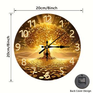 TEMU 2D 플랫, 1개, 돈 나무, 나무 무소음 벽시계, 원형 8/10/12/14인치, 모던 장식, 거실, 침실, 사무실, 커피숍에 적합 - 배터리 작동 (AA 배터리 미포함) 결혼식, 생일 선물