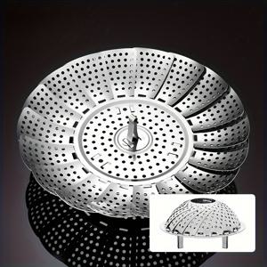 TEMU 1개 접이식 스테인리스 스틸 찜기 – 접이식 야채 찜대, 6인치부터 10.5인치까지 다양한 냄비 크기에 맞춤 조절, 전기 없이 건강한 요리, 내구성 강하고 세척 쉬움