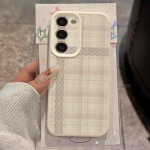 TEMU 삼성 갤럭시 S23용 체크무늬 레이스 하트 패브릭 패턴 폰 케이스, S22/S24/S21 울트라/S20/A31/A32/A55/A72/A52S/A34/S23 울트라/S10 호환, 충격 방지, , 소프트 쉘, 새로운 스타일, 패셔너블, 보호 커버, 선물, 개인화, 비즈니스, 라이트 럭셔리 스타일