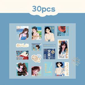 TEMU 쇼와 시리즈 핫 스탬핑 스티커 30개 세트, 애니메이션 캐릭터 테마 DIY 다이어리 스크랩북 카드 포토 물컵 장식용 봉투 선물 포장 밀봉 스티커 팩