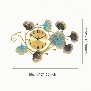 TEMU 1개 모던 금속 은행잎 벽시계 - 무소음, 우아한 골드톤 메탈릭 마감, 배터리 구동(AA 포함되지 않음) - 거실, 침실, 주방, 사무실, 결혼식, 파티 장식용 - 현대적인 홈 , 꽃무늬 디자인, 내구성 강철 구조