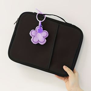TEMU 1개 세련된 일본식 아이패드 슬리브 케이스 11/13인치 멀티기능 핸드헬드 태블릿 수납 가방, 작은 꽃 펜던트 포함, 충격 방지 커뮤터 토트백