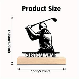 TEMU 1개 맞춤형 골프 조각상 - 이름/텍스트 커스터마이징 가능, 견고한 나무 받침대가 있는 주철 제작 - 홈 오피스 장식용, 생일/크리스마스/ 선물, 전기 불필요, 골퍼 및 스포츠 애호가를 위한 데스크탑 장식품, 예술적 디자인, 정교한 조각, 장식 피규어, 고품질 금속 벽 장식, 정리 작업용, 독특한 고급 장식품