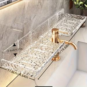 TEMU 투명 아크릴 벽걸이 선반 - 드릴 없이 설치 가능한 공간절약형 욕실 & 거실 선반, 화장품, 책, 식물용 모던 선반 - 설치 간편, 드릴 필요 없음, 샤워 캐디|책꽂이