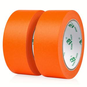 TEMU BOMEI PACK, 오렌지 마스킹 테이프 2롤, (2인치) X 30M/98피트, 장식 테이프, 페인트 테이프, 스크랩북 테이프, 실내외 마스킹 테이프, 라벨링, 페인팅 및 장식에 적합.