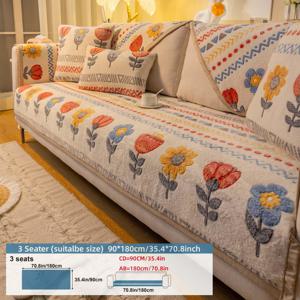 TEMU 원피스 소파 커버 쿠션, 반려동물 친화적 스크래치 방지 가구 보호대, 플로럴 패턴 미끄럼 방지 소파 매트, 세탁 가능한 미끄럼 방지 소파 패드, 사계절 사용 가능 (거실/침실/사무실용), 1/2/3/4/5인용 소파와 호환 가능.|소파패드